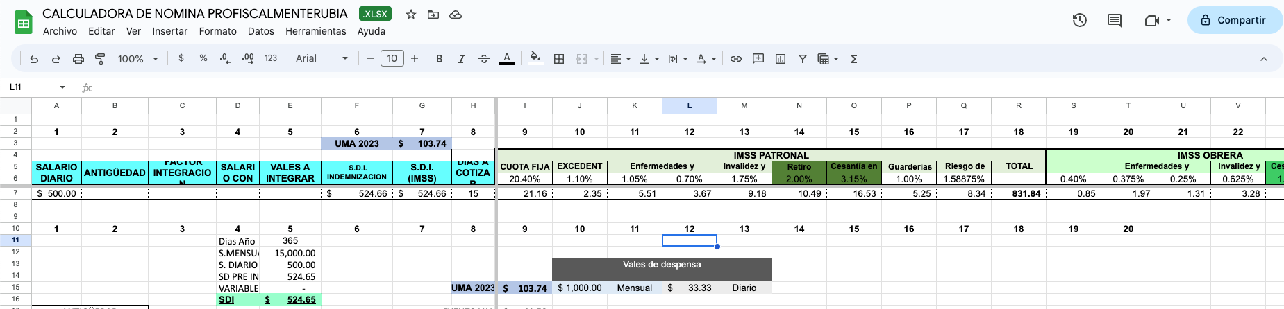 CALCULADORA DE CUOTAS OBRERO PATRONALES(IMSS),RCV, ISR, INFONAVIT Y NO ...